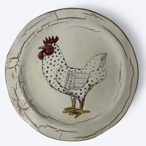 Chicken‎ Plate Terracotta Crackle Glaze Italy 8.75" Farm Decor Rooster Gallery